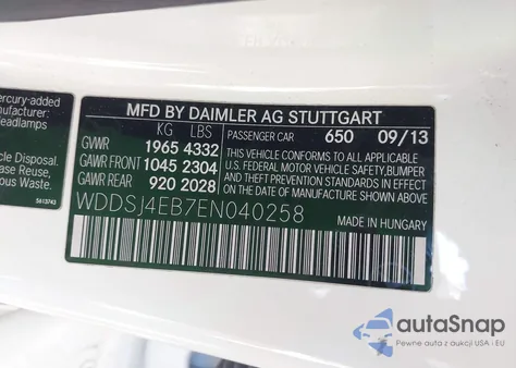 2014 Mercedes-Benz Cla 250 from USA, damaged, VIN WDDSJ4EB7EN040258